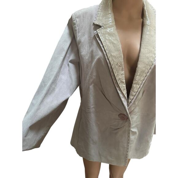 Bradley Bayou lavender 100% Leather Suede jacketCrocodile Embossed Collar. SZ-XL - Picture 3 of 10